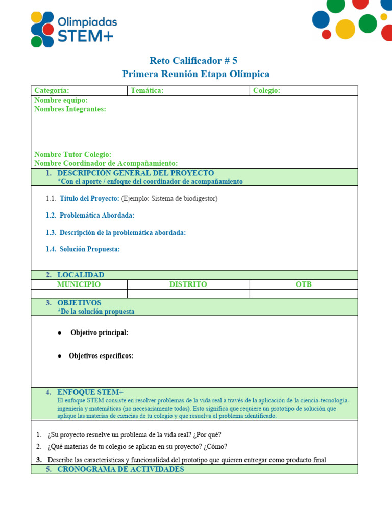 Proyecto STEM: Reto Calificador 5 | PDF | Presupuesto