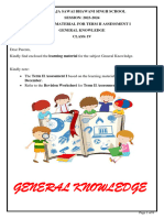 Class IV General Knowledge Learning Material For Term II Assessment I (2023-24)