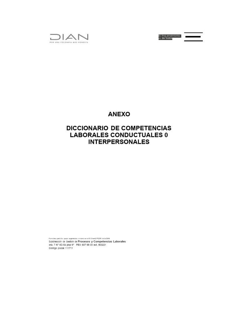 Diccionario de Competencias DIAN 2024 | PDF | Comportamiento | Aprendizaje