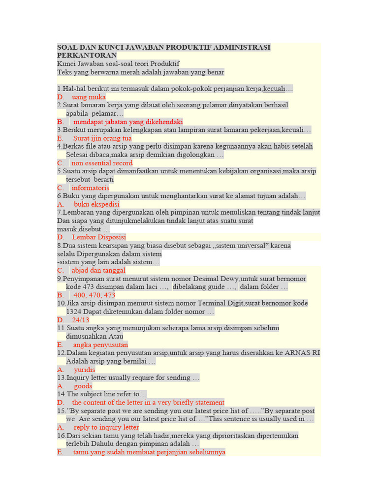 Menguasai Keterampilan Produktif Administrasi Perkantoran Kelas 3: Panduan Soal dan Jawaban Lengkap
