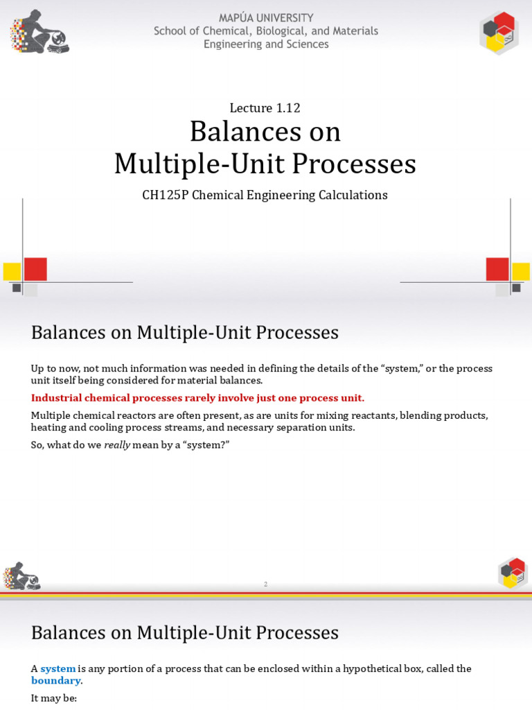 Material Balances in Multi-Unit Processes | PDF | Chemical Engineering ...
