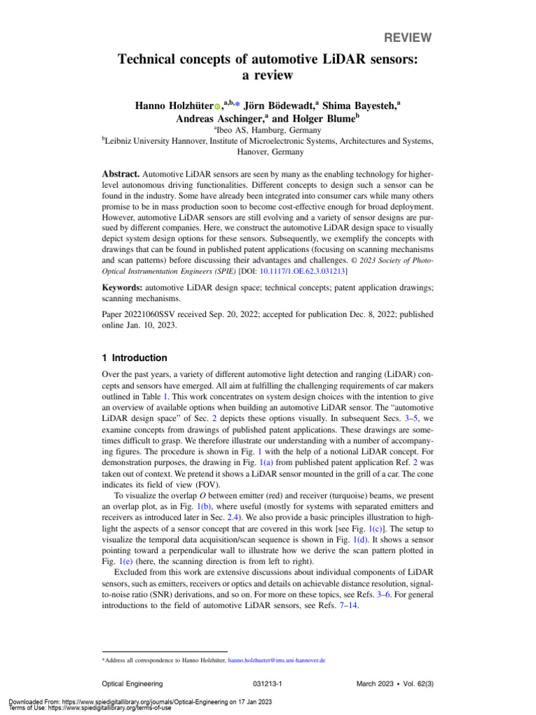 Automotive LiDAR Sensor Design Review | PDF | Lidar | Optics