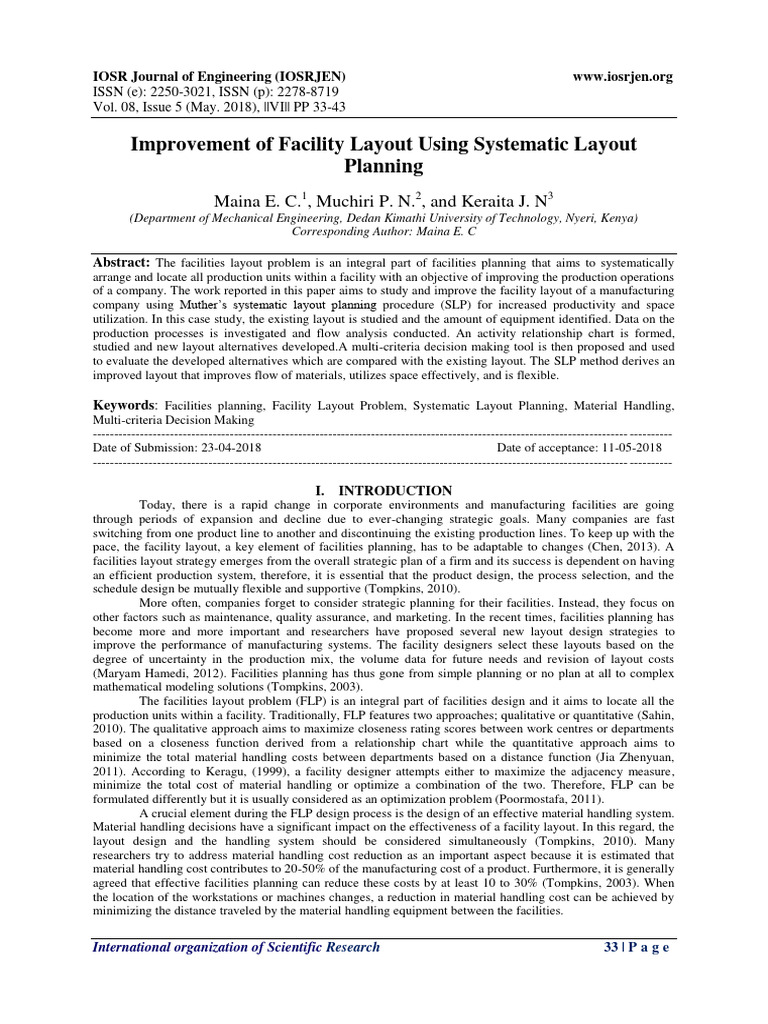 Improvement Of Facility Layout Pdf Mathematical Optimization