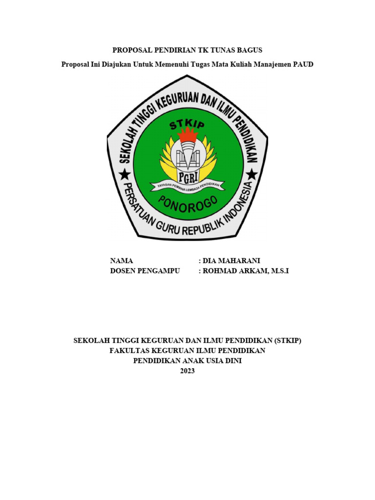 Proposal Pendirian Tk Pdf Kesehatan Holistik