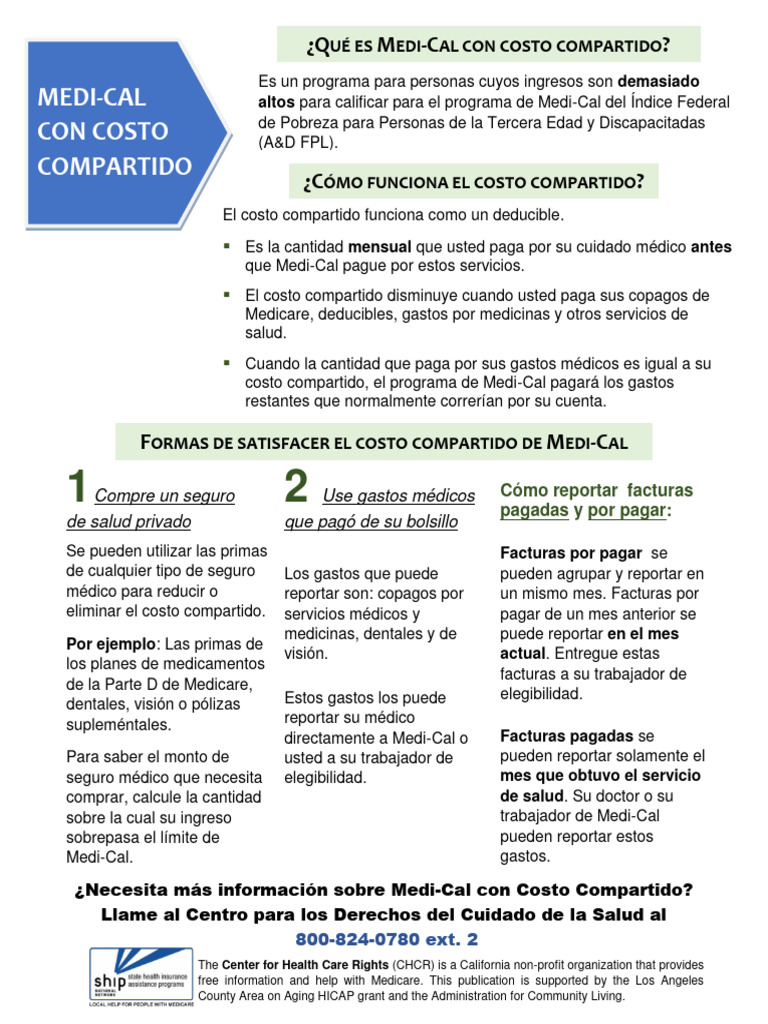 Medi Cal Share of Cost Spanish PDF Medicare (Estados Unidos