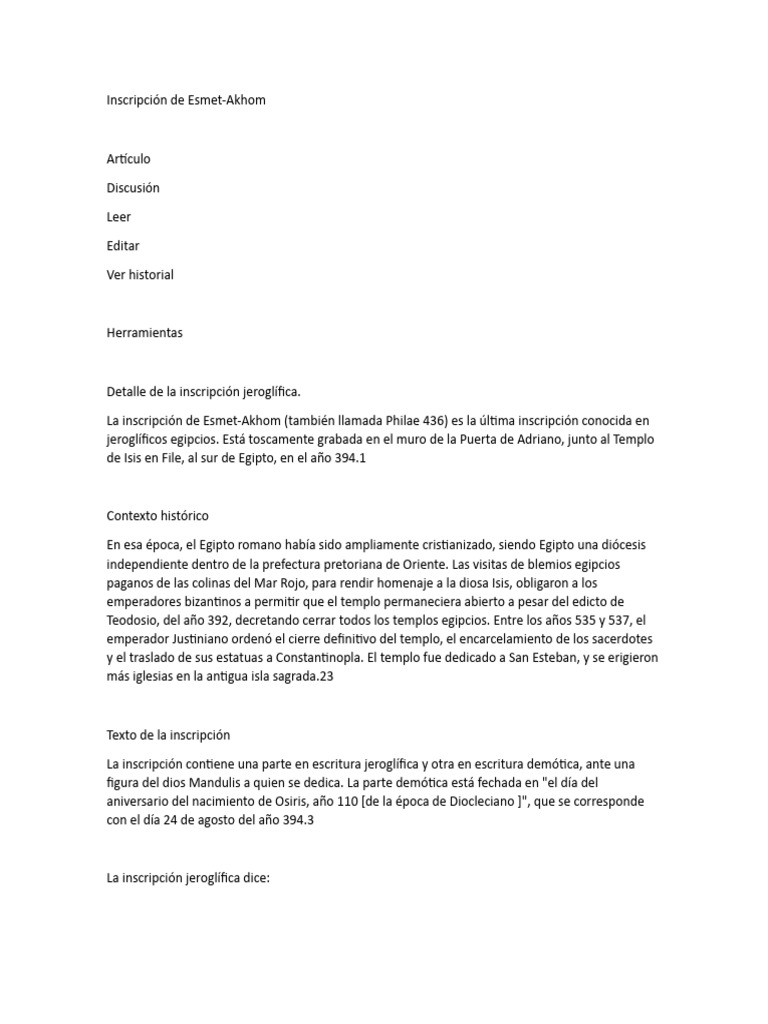 Inscripción de EsmetAkhom PDF