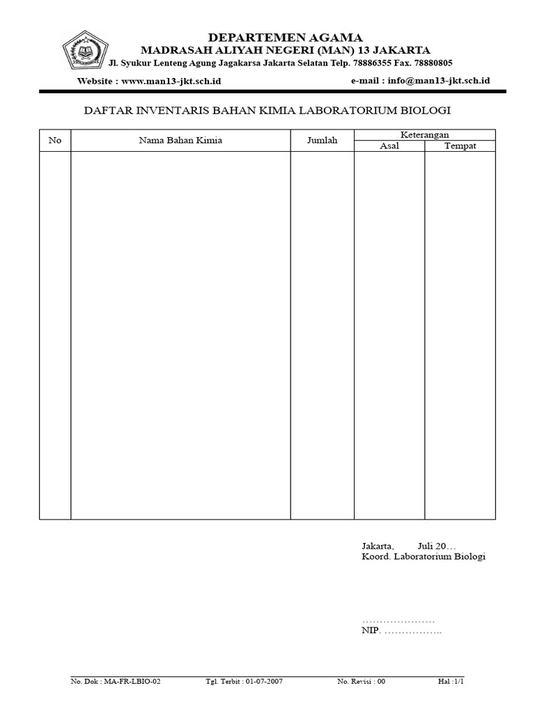 Inventaris Alat Laboratorium Biologi | PDF