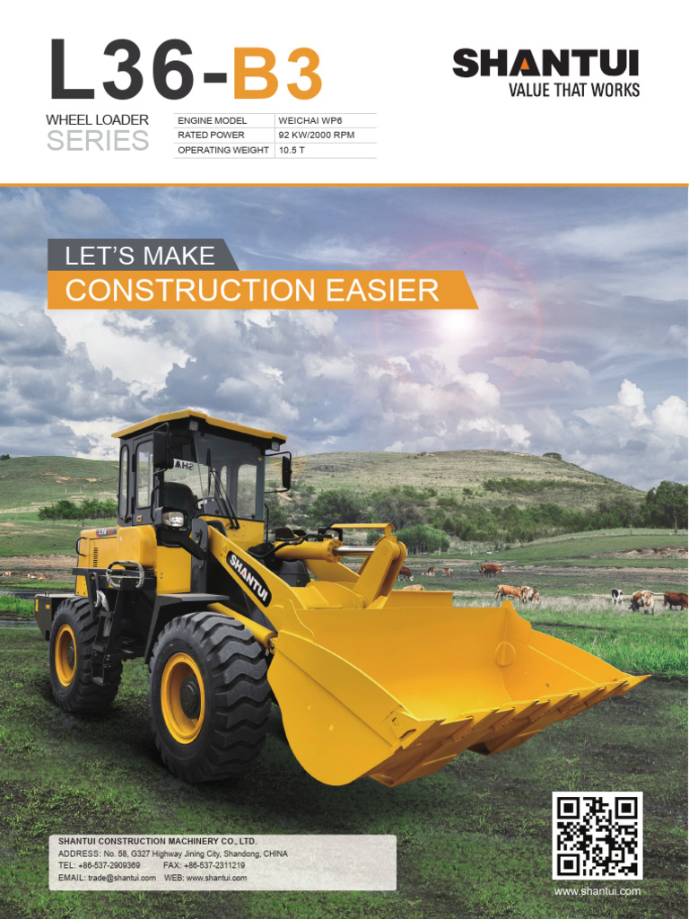 Shantui L36-B3 Wheel Loader Overview | PDF | Steering | Loader (Equipment)