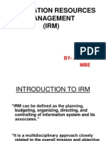 Information Resources Management (IRM) : By-Anjum Khan MBE