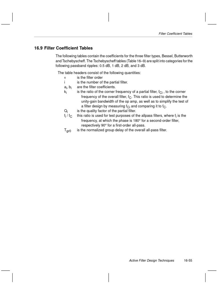Filter Coeficient Tables | PDF | Filter (Signal Processing ...