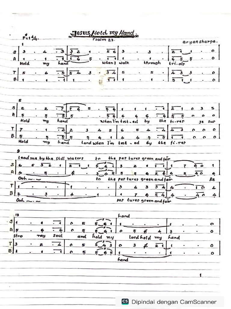 Jesus Hold My Hand Psalm 23 Bryan Sh Pdf
