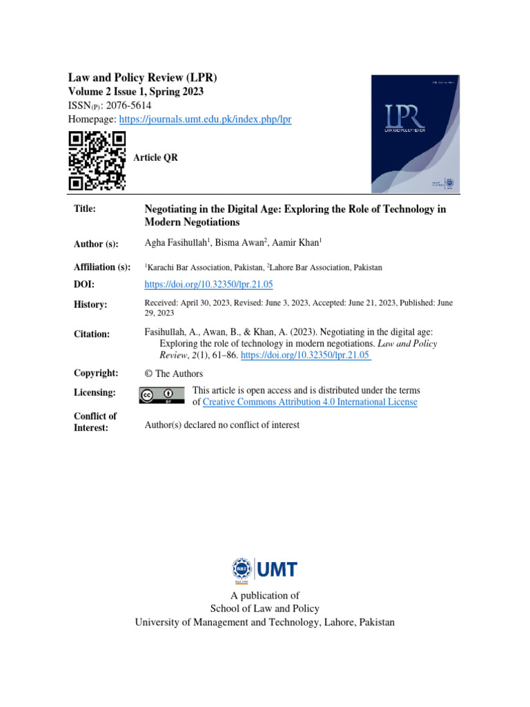 Negotiating in The Digital Age: Exploring The Role of Technology in ...