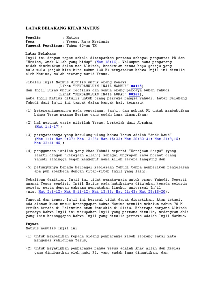 Latar Belakang Kitab Matius PDF