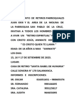 Hojas Del Retiro Del Movimiento de Retiros Parroquiales Juan Xxiii 2023