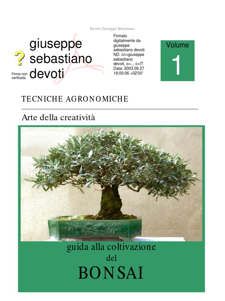 a Guida Alla Coltivazione Dei Bonsai Giuseppe Sebastiano Devoti Stamp a Bile