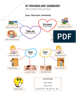 ENGLISH VOCABULARY SUMMARY - Daily Classroom Commands