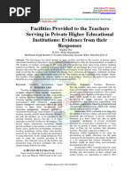 Facilities Provided To The Teachers Serving in Private Higher Educational Institutions Evidence From Their Responses