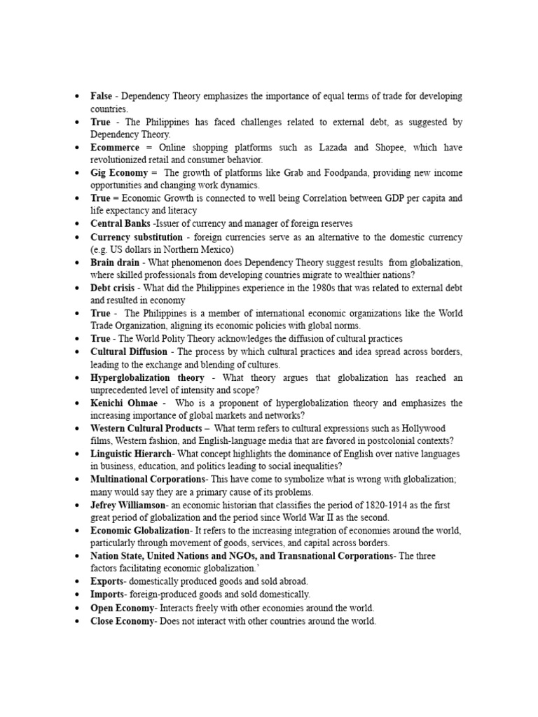 Key Concepts in Globalization and Economy | PDF | Globalization ...