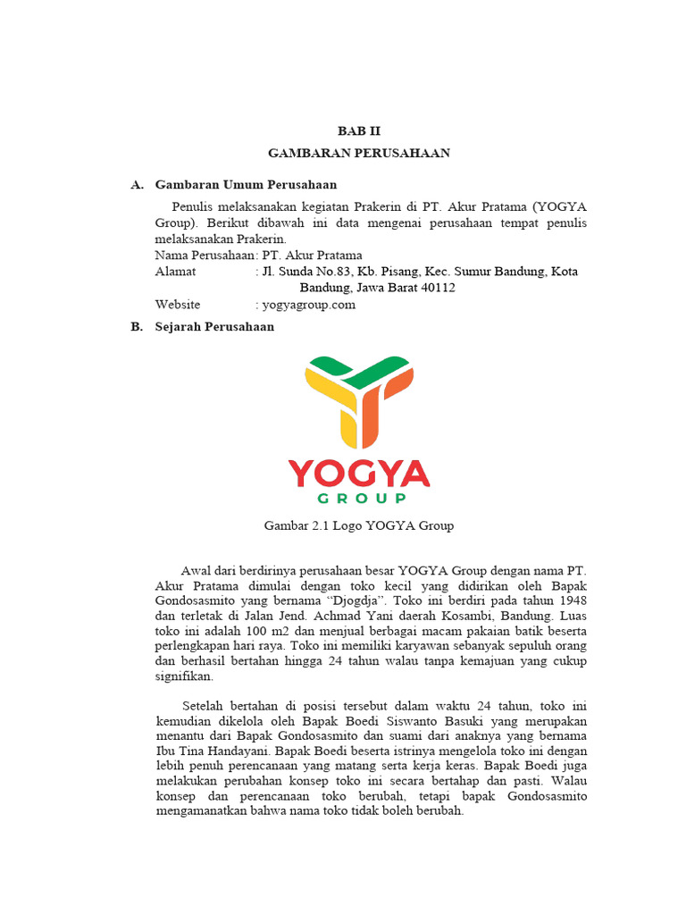 Sejarah dan Struktur YOGYA Group | PDF