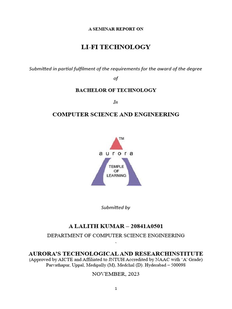 My Technical Seminar Report - Doc Li-Fi Technology Lalith | PDF | Radio ...
