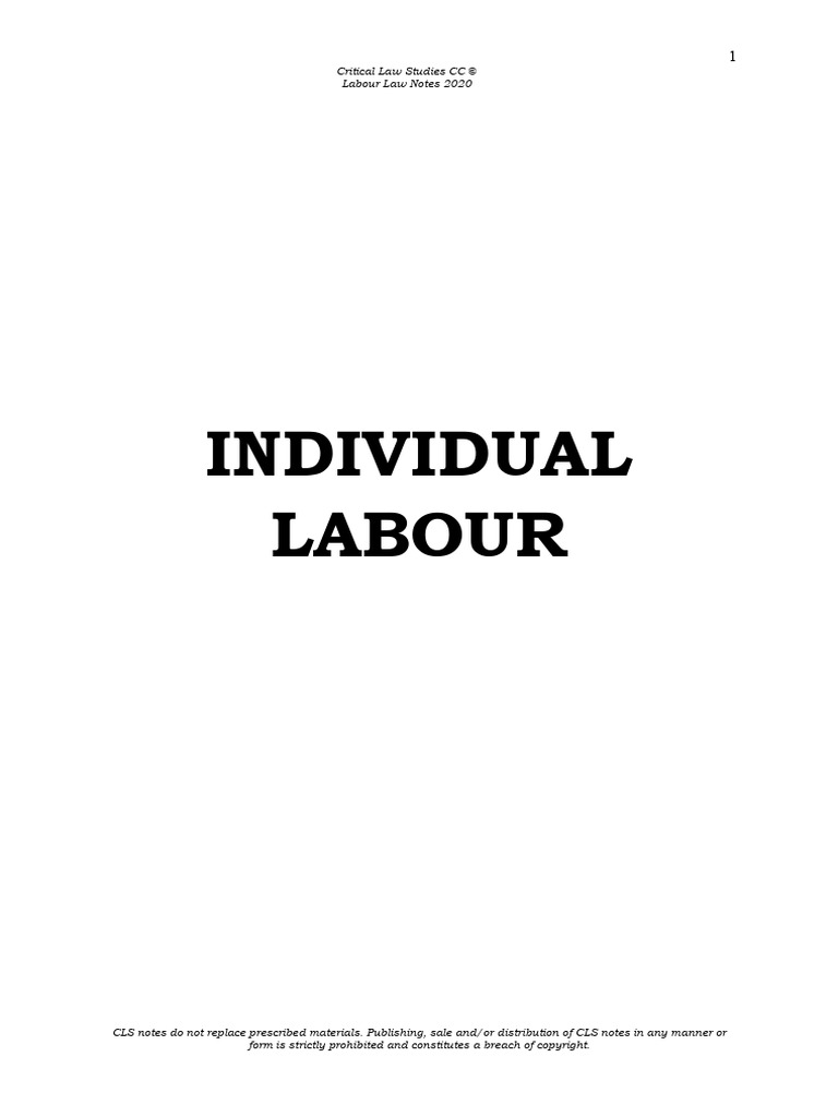 Labour Law Notes (Il) 2020 PDF Breach Of Contract Employment