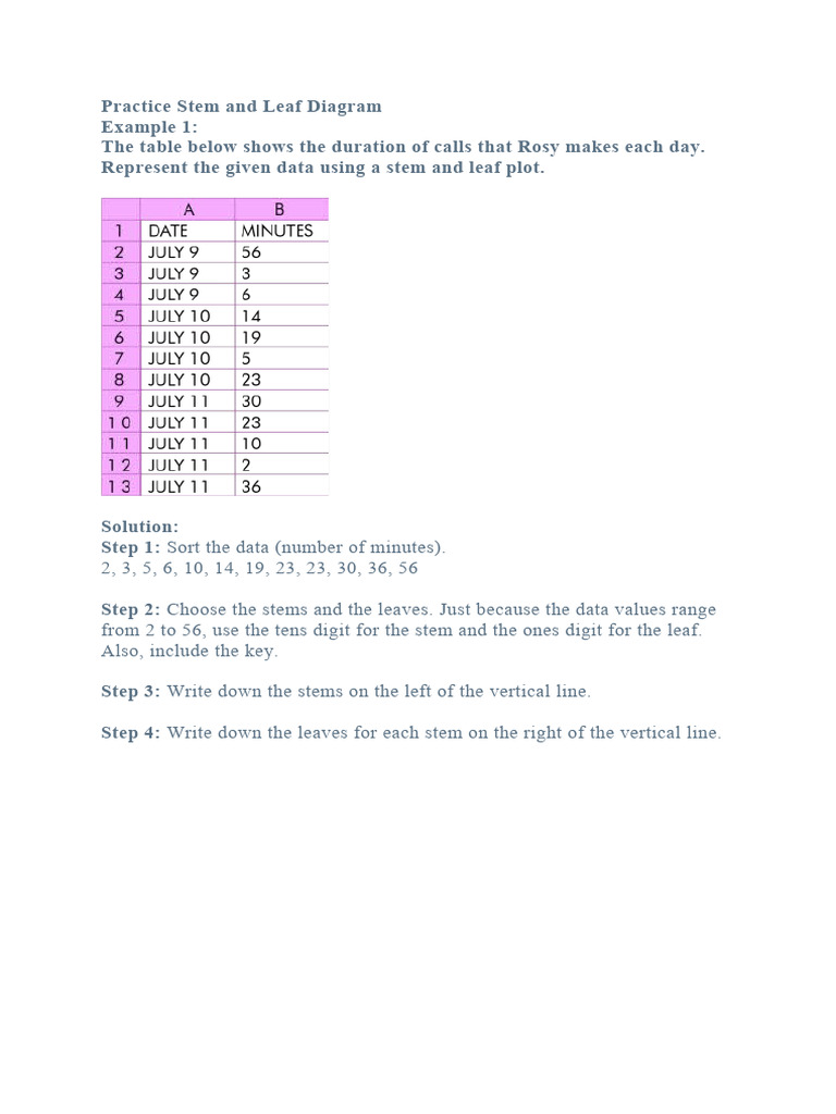 Practice stem and leaf diagram pdf