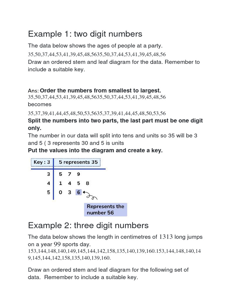 Three-Digit Stem and Leaf Diagrams | PDF