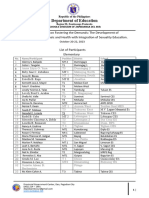 List of Participants MAPEH Health Training