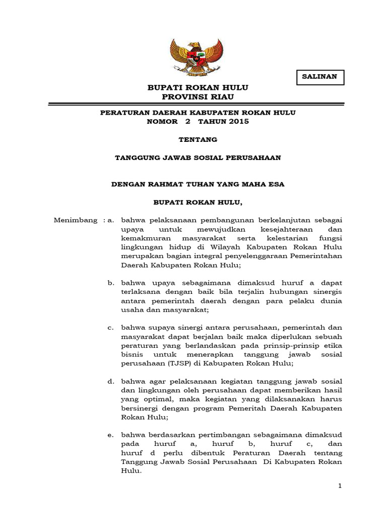 Peta Tanggung Jawab Sosial Rokan Hulu | PDF