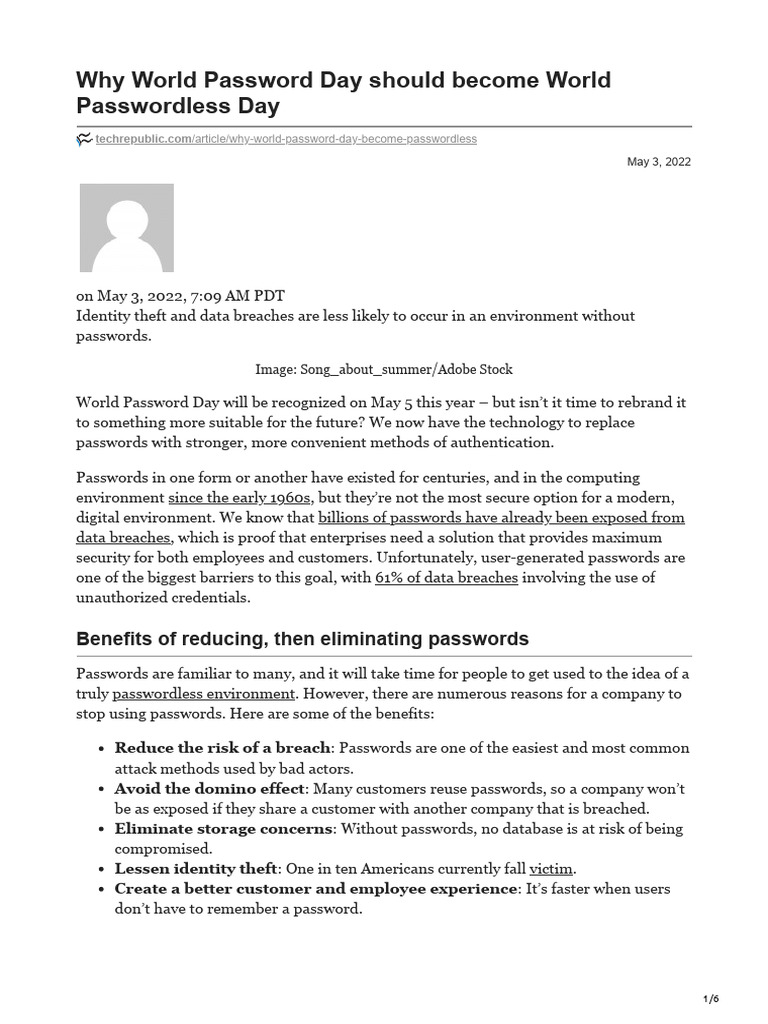 Why world password day should become world passwordless day pdf