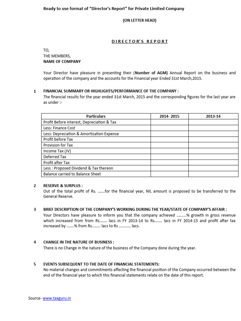 Director Report | PDF | Policy | Joint Venture