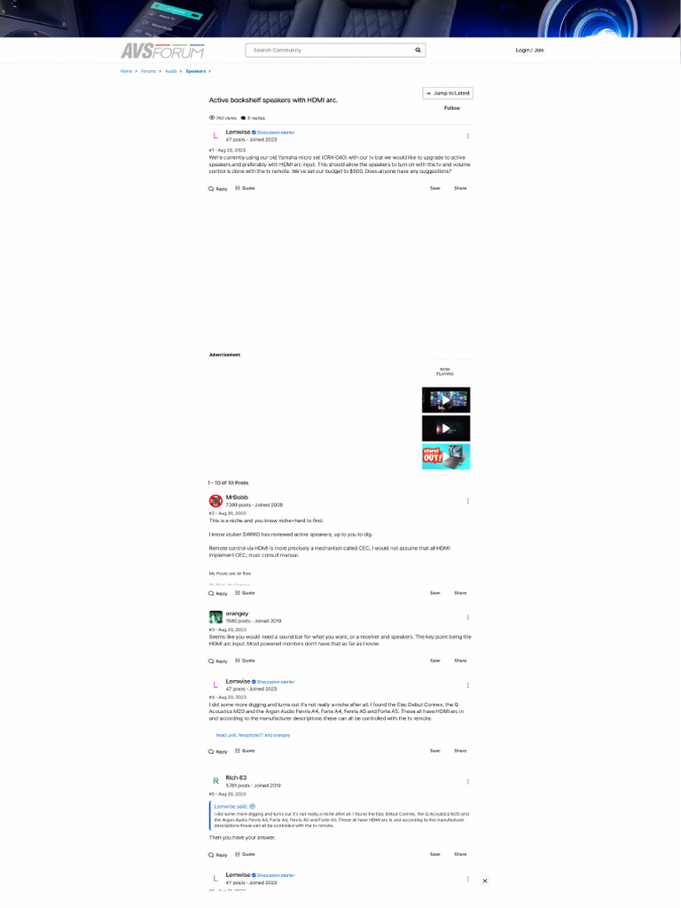 Active bookshelf speakers with HDMI arc PDF