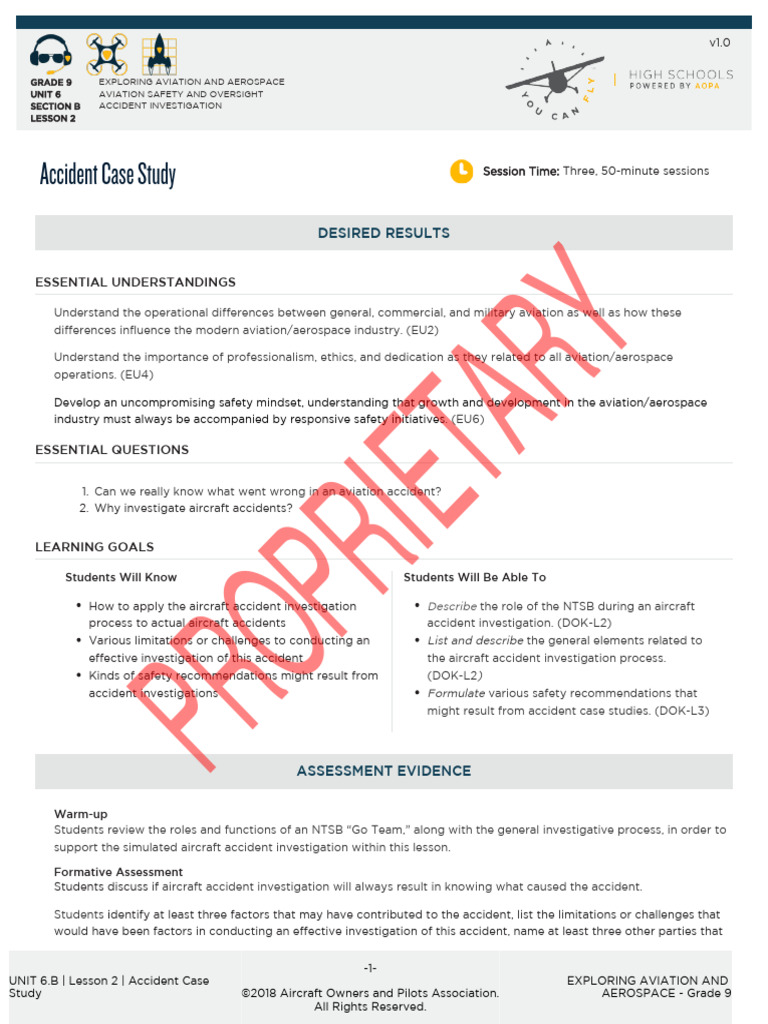 Accident Case Study Lesson Plan Watermark PDF National
