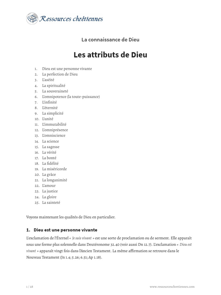 Aaron Kayayan - Les Attributs de Dieu | PDF | Dieu | Infini