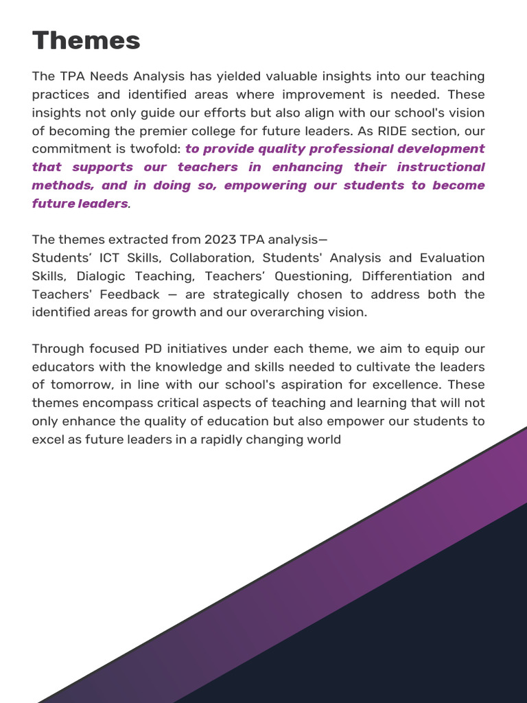 2023 TPA Teaching Insights & PD Themes | PDF | Differentiated ...