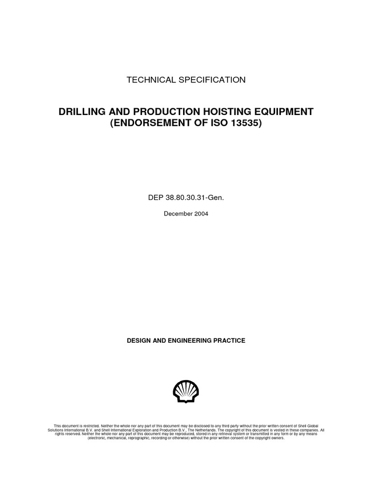 Drilling and Production Hoisting Equipment (Endorsement of ISO 13535