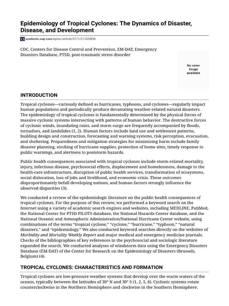 Exposure Assessment For Tropical Cyclone Epidemiology – RJSB