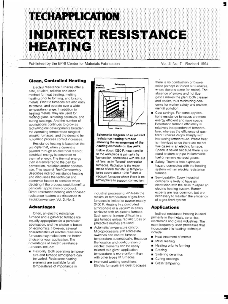 Indirect Heating Furnace Electrical Resistance And Conductance