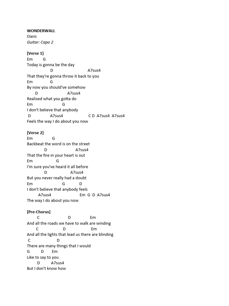 Wonderwall | PDF | Song Structure | Vocal Music