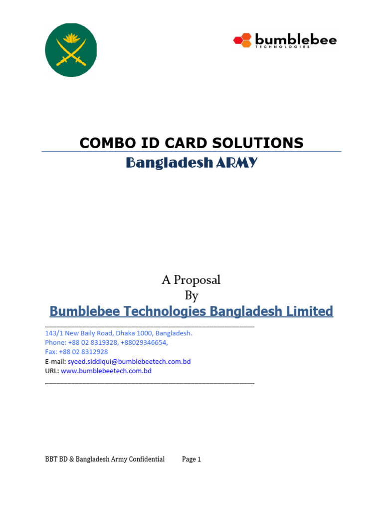 Army Smart Combo ID Card Proposal PDF Printer Smart Card