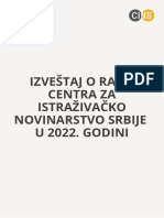 Izvestaj o Radu Centra Za Istrazivacko Novinarstvo Srbije U 2022. Godini