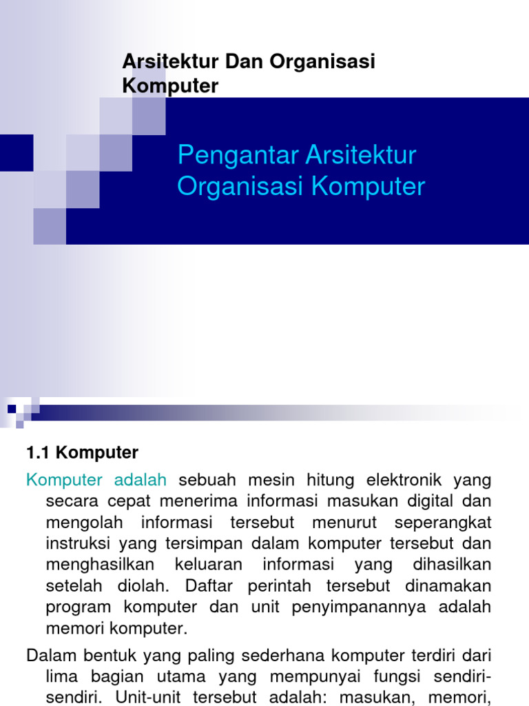Pengantar Arsitektur Organisasi Komputer-1 | PDF