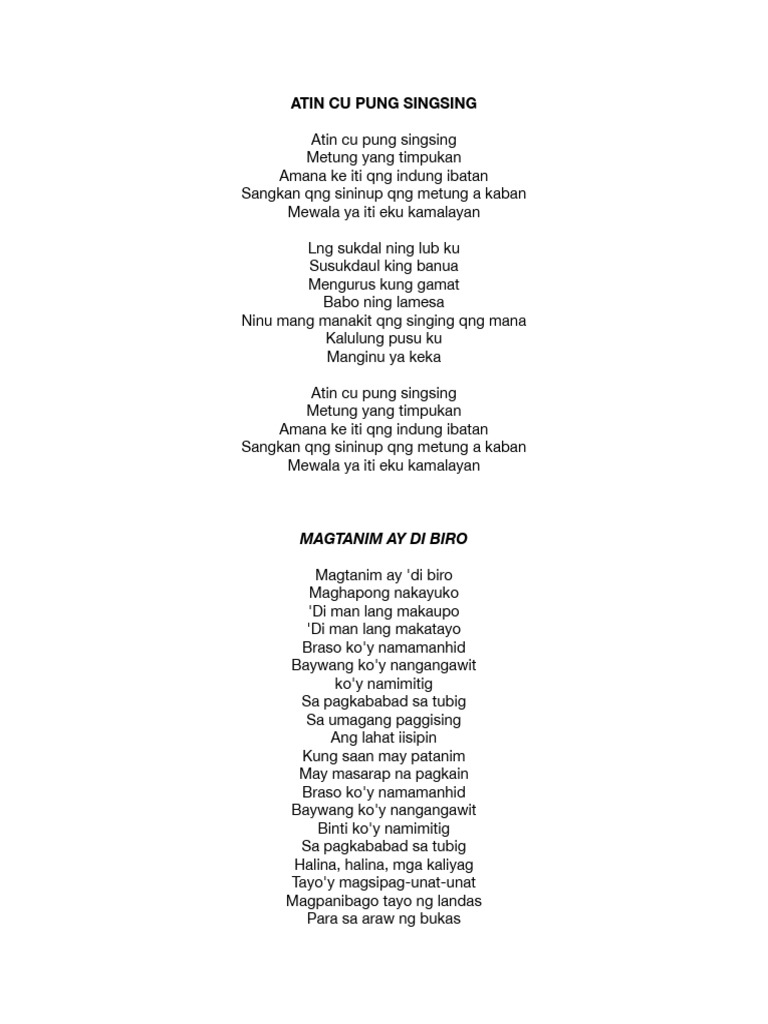 Compilation of Songs | PDF