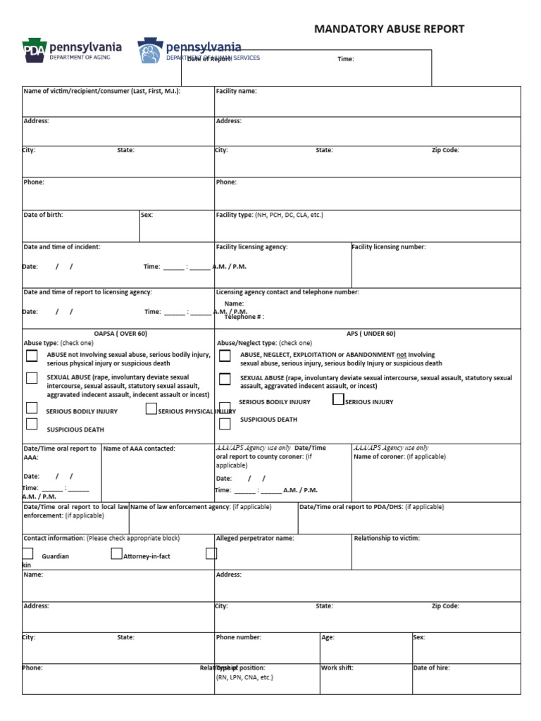 Act 70 reporting form form pdf sexual assault assault