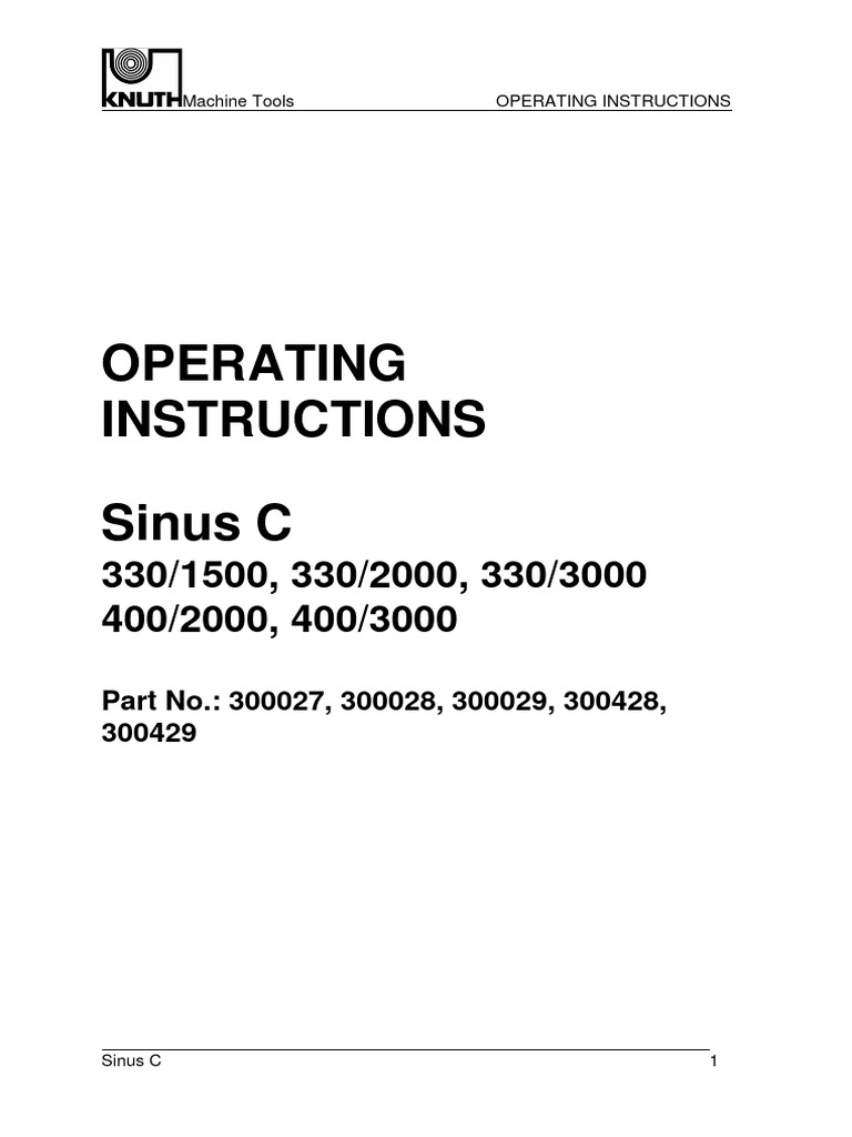 Sinus C User Manual Knuth C3000 | PDF | Electrical Connector | Machines