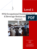 Food and Beverage Restaurant Service Server Level 1 NVQ