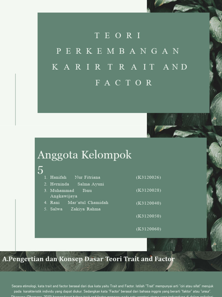 Teori Konseling Trait and Factor | PDF