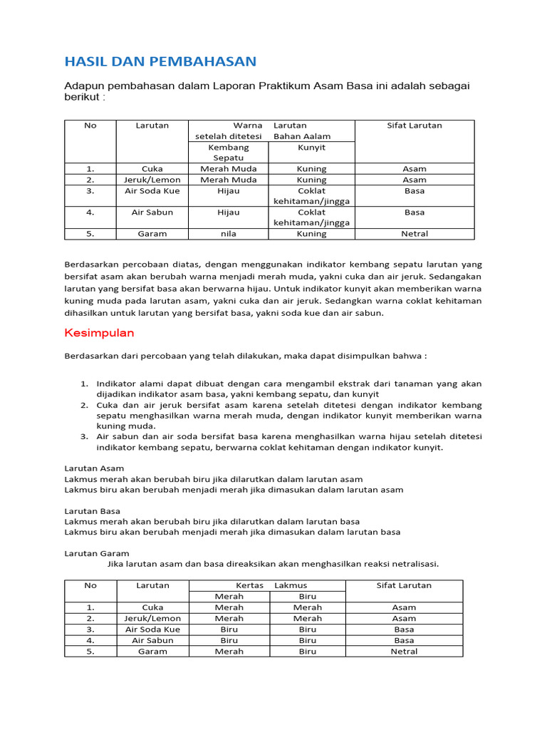 Identifikasi Sifat Asam dan Basa | PDF