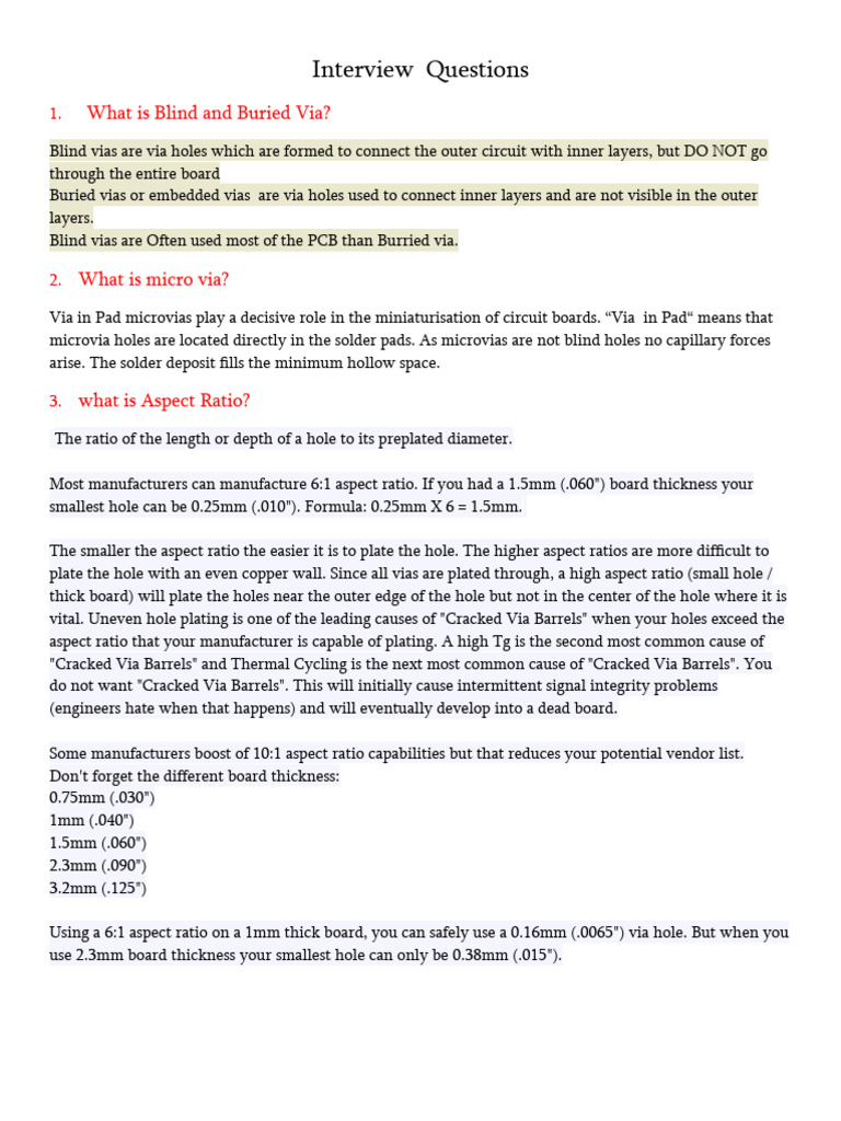 PCB Technical Interview Questions | Download Free PDF | Capacitor ...