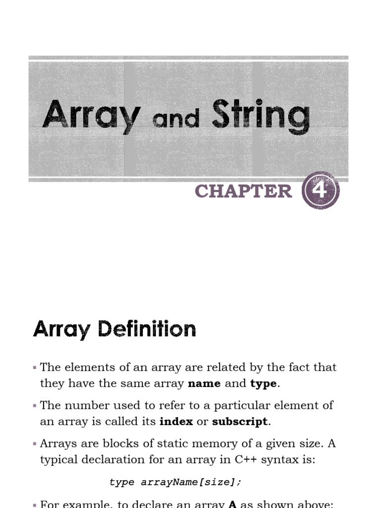 C note array and string pdf integer computer science computing